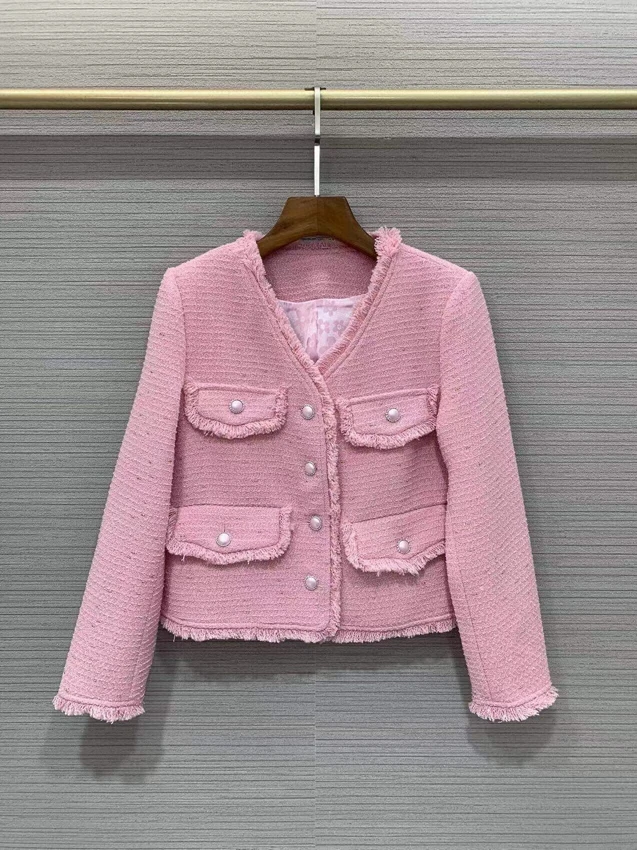 

Женское шерстяное пальто с длинными рукавами, однотонное пальто с V-образным вырезом и меховой отделкой в виде усов, новинка 2022