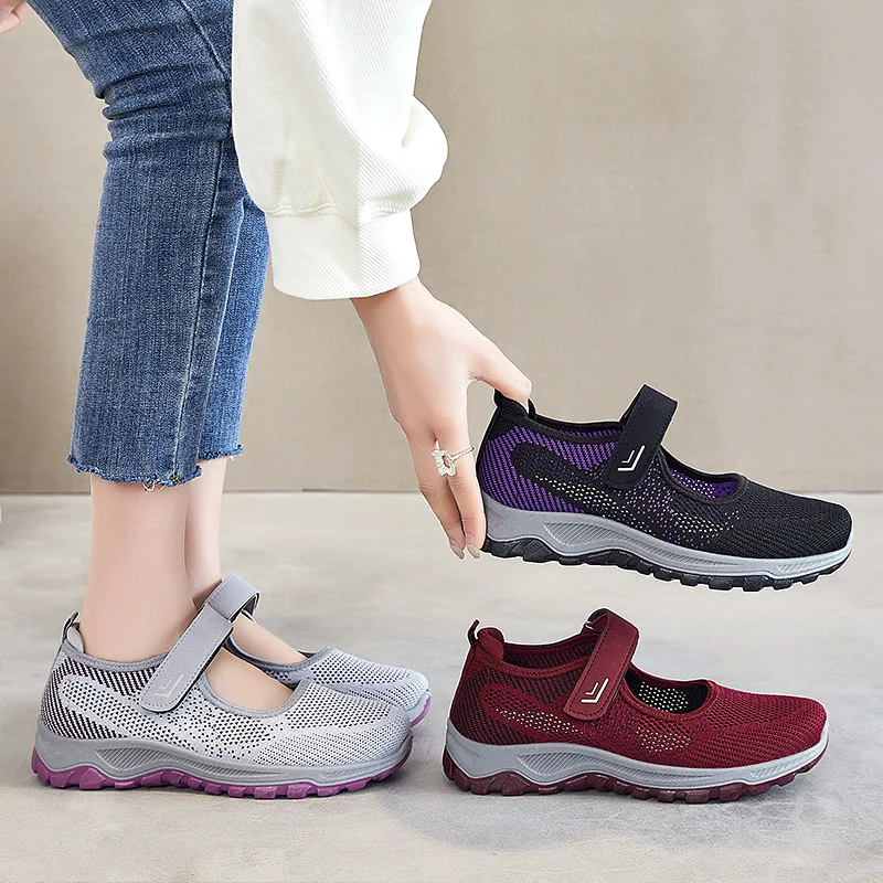 Comfortable Mesh Ladies Flats Soft Platform Shoes Summer Breathable Woman Casual Walking Shoes Zapatos Mujer