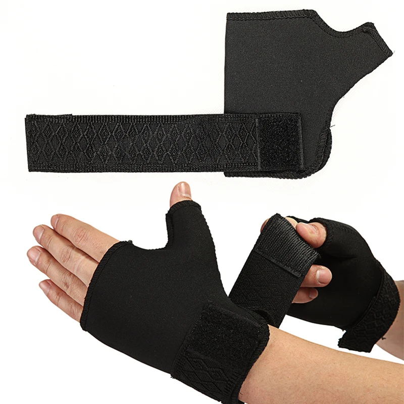 

1 пара мягких дышащих регулируемых перчаток на половину пальца, поддержка защиты, спортивный универсальный бандаж на запястье, ладонь, большой палец, Защитная повязка
