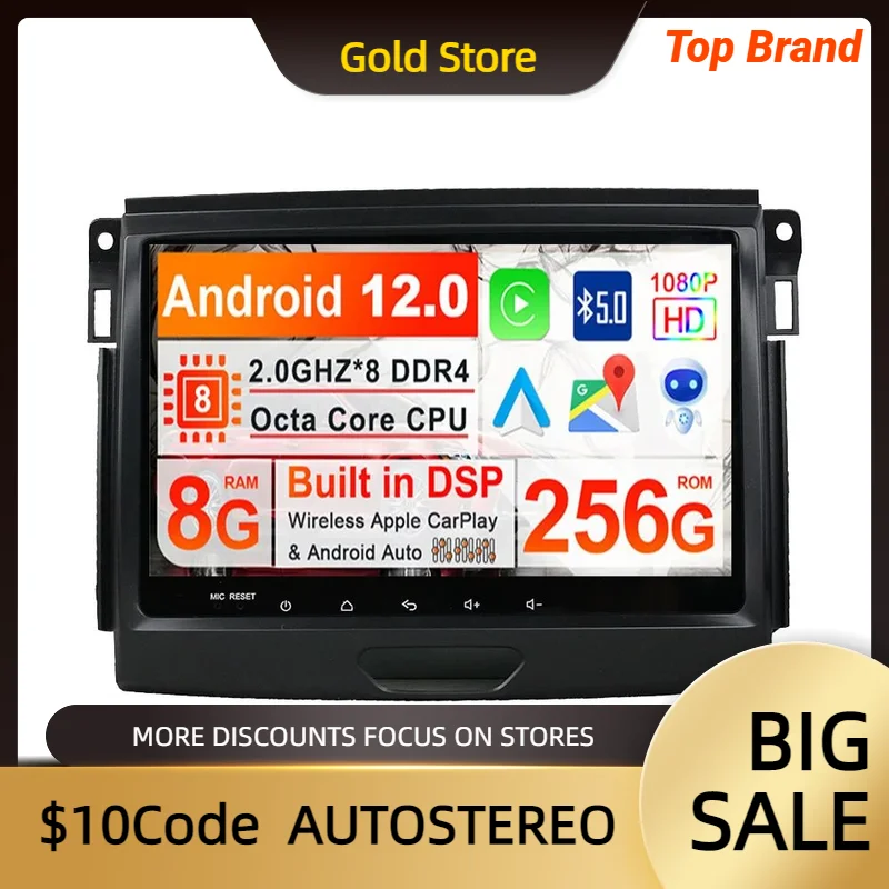 Carplay для Ford Everest Ranger T7 2016 2017 2018 2019 Android 13 автомобильный DVD-плеер GPS навигатор