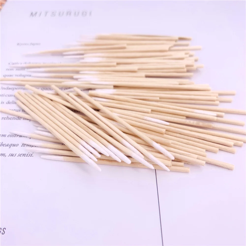 

Disposable Cotton Swab Lint Free Micro Brushes Wood Cotton Buds Swabs Ear Clean Stick Eyelash Extension Glue Removing Tool
