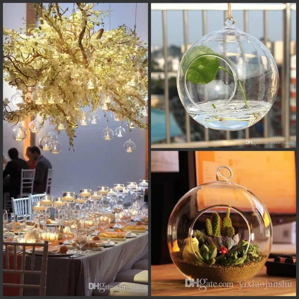 

2021 New Transparent Hanging Glass Candle Holder Glass Ball Light Wedding Candle Holder Interior Decoration Free Shipping