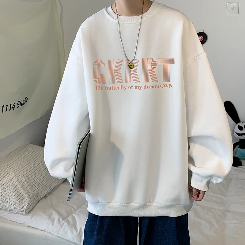 

Мужской пуловер в стиле хип-хоп, с круглым вырезом