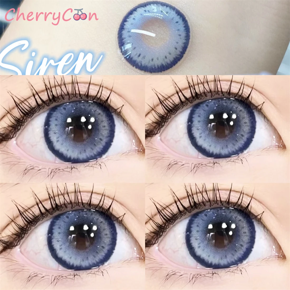 

Глиняные синие контактные линзы CherryCon, большой красивый зрачок, ежегодные цветные мягкие контактные линзы для глаз, диоптрии для близорукости
