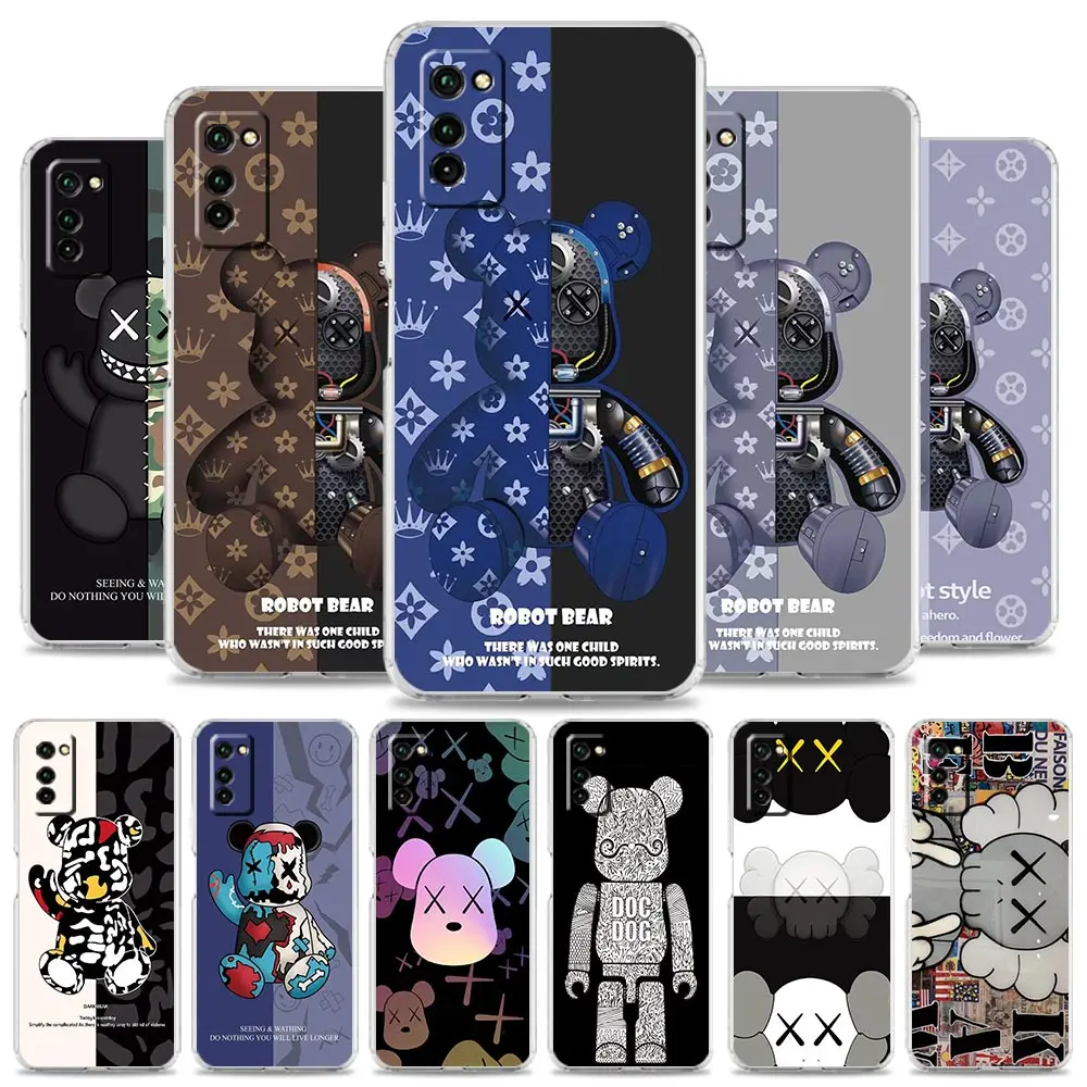 

Luxury fashion robot bear Transparent TPU phone case for pixel 6 iPhone 13 12 Mini 11 Pro XS MAX X XR 7 8 Plus SE 2020 A