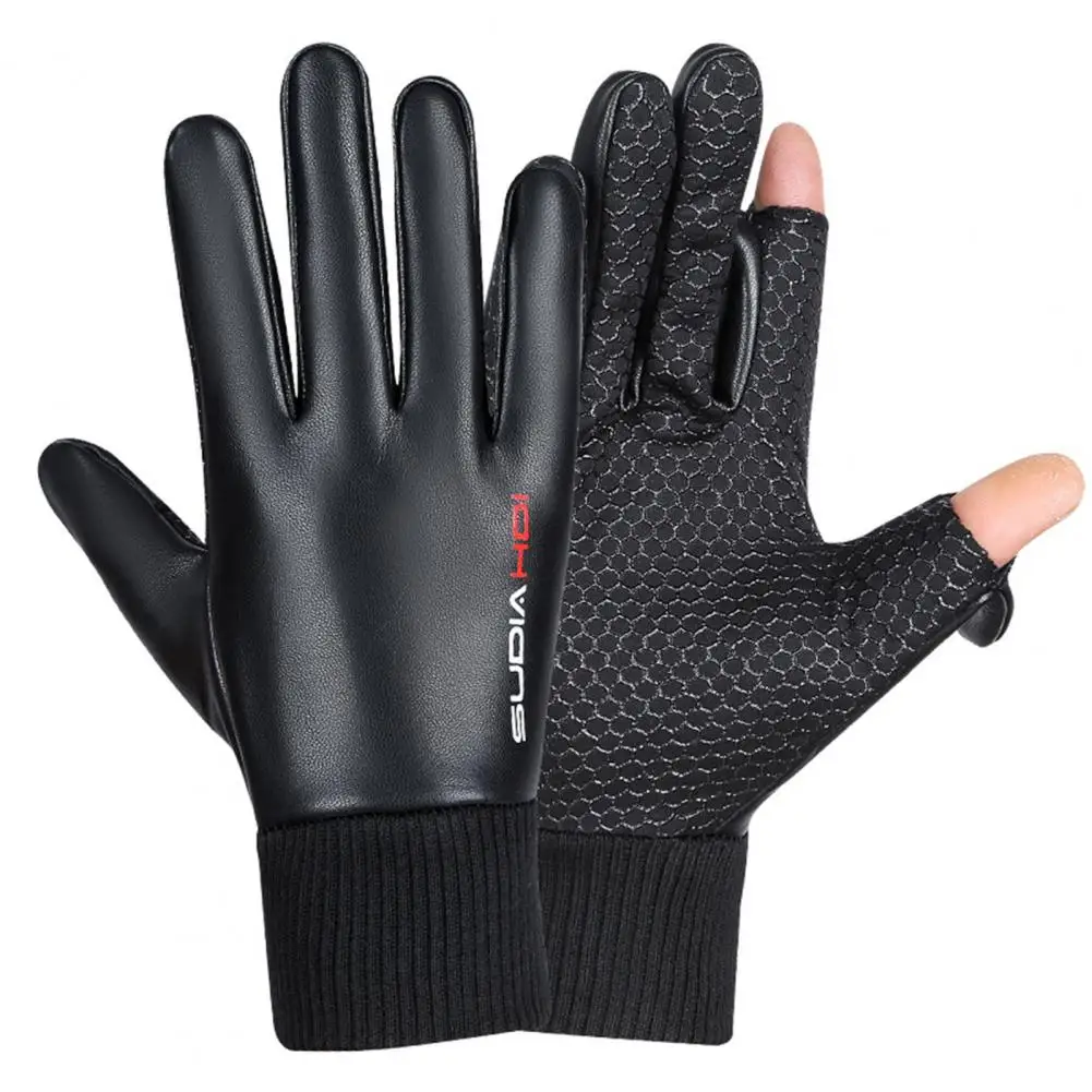 

Winter Thermal Gloves Motorcycle Full Finger Faux Leather Touch Screen Fleece Anti-slip Waterproof Motorcycle Riding Gloves