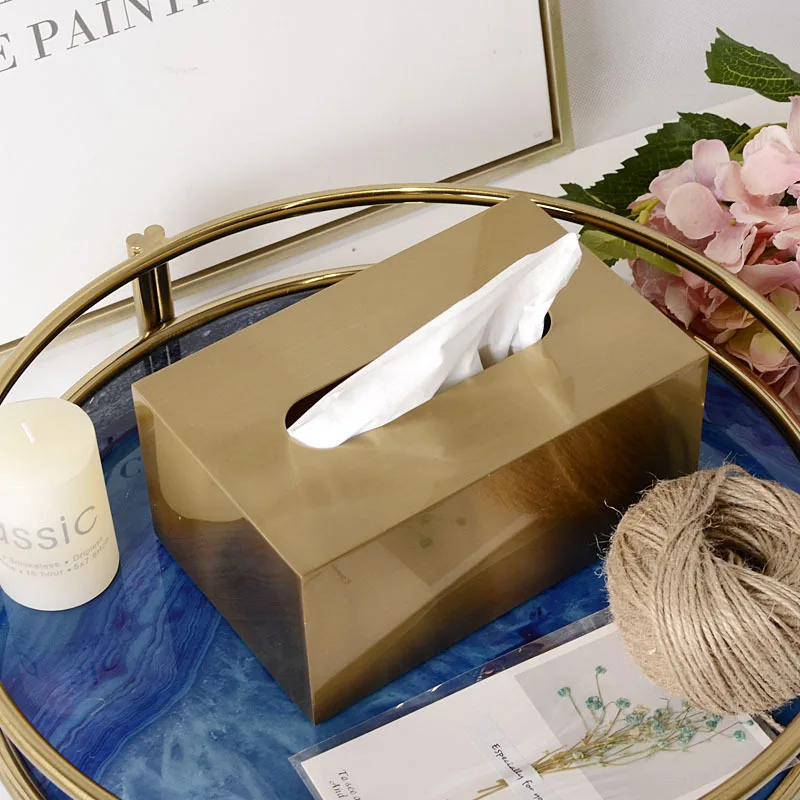 

Luxury Metal Tissue Box Living Room Modern Nordic Gold Tissue Boxes Storage Napkins Toilet Paper Holder Desk Organizer Gift