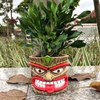 new mask totem flower pots garden micro landscape office home creative decoration resin human face expression crafts ornaments