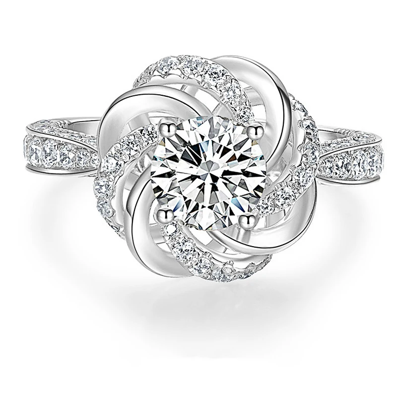 

Huitan AAA White Cubic Zircon Flower Shaped Ring Women Engagement Wedding Accessories Silver Plated Romantic Ring Trendy Jewelry