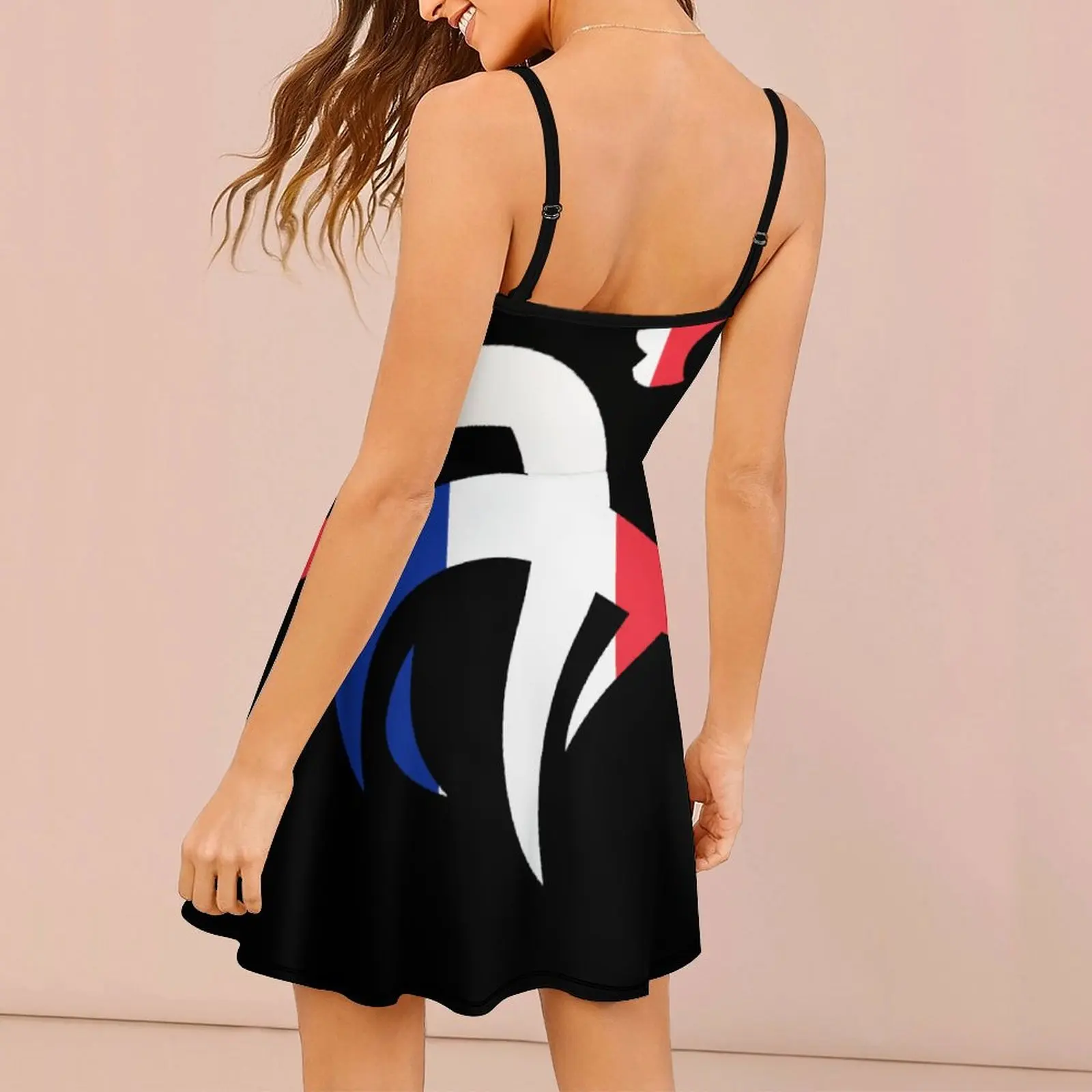Французское платье с французским флагом (12) женское на бретельках забавное новое