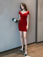 2022 new night dresses low cut v neck sexy bag hips show thin and versatile temperament office lady