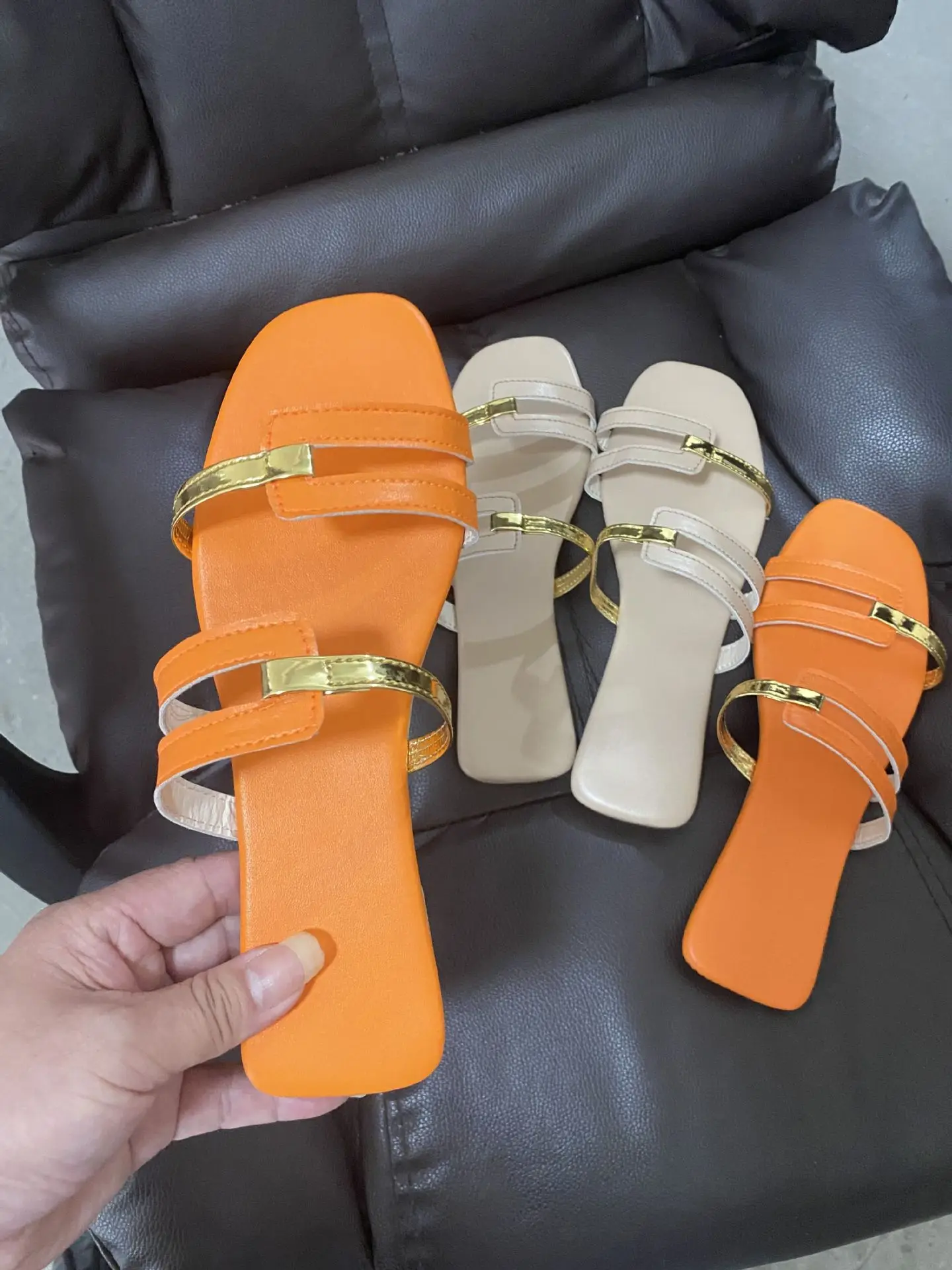 Flat Women's Slippers Simple Style Ladies Beach Shoes for Vacation Breathable Summer New 2023 Woman Flip Flops Plus Size Slides