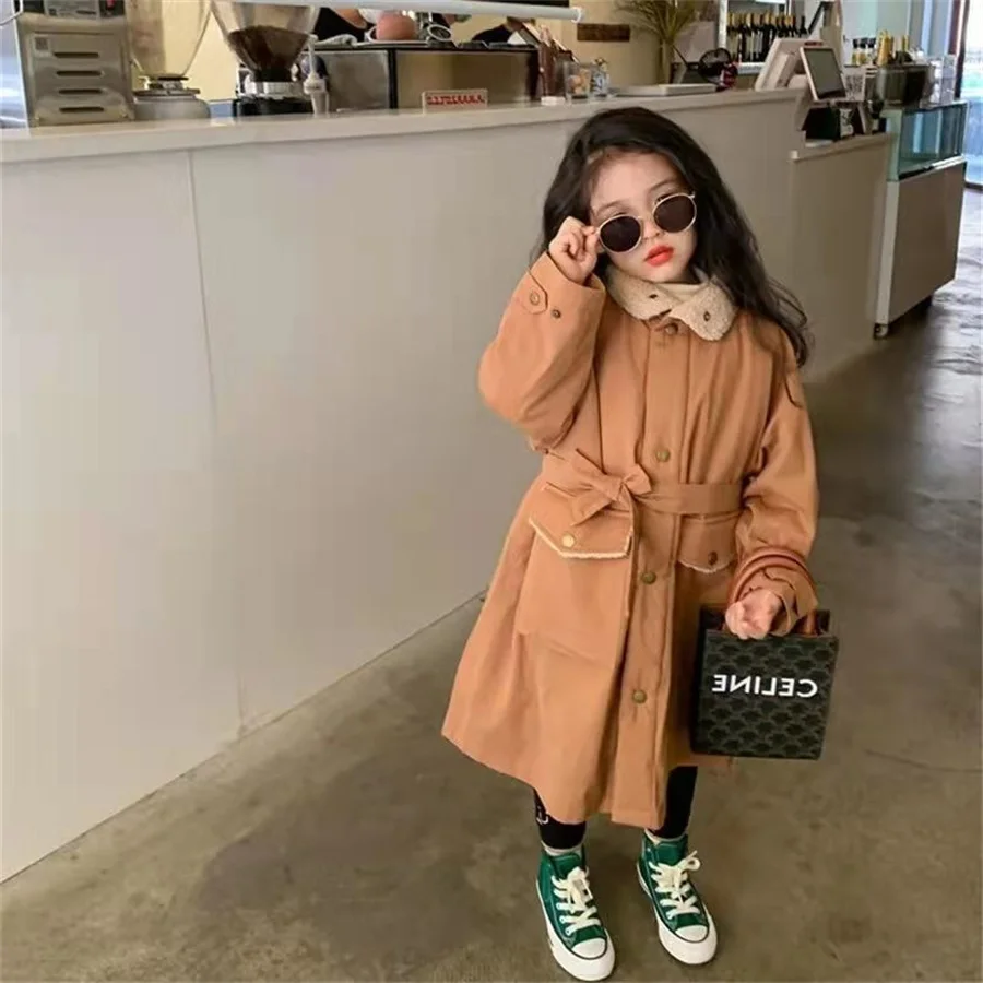 Детская Толстая длинная пуховая куртка однотонная для девочек и мальчиков с