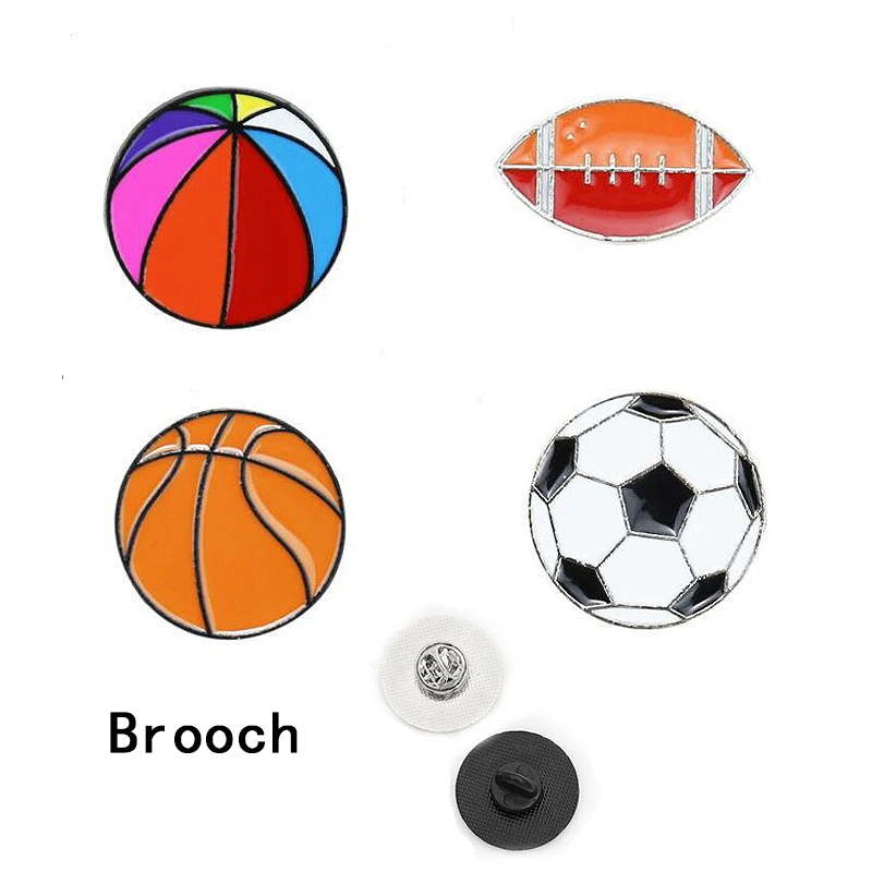 

Cartoon Sporting Goods Item Brooch Jewelry New Football Basketball Rugby Badge Creative Alloy Brooch Fashion Student Clothes Pin