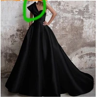 verngo one shoulder black satin evening dresses party dresses vestido de fiesta dubai women formal prom gowns floor length