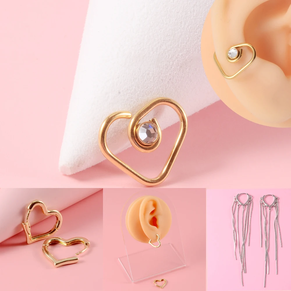 

1Pair Piercing Heart Stud Earrings for Women Femme Wedding Party Femme pendientes Simple Charm Body Jewelry