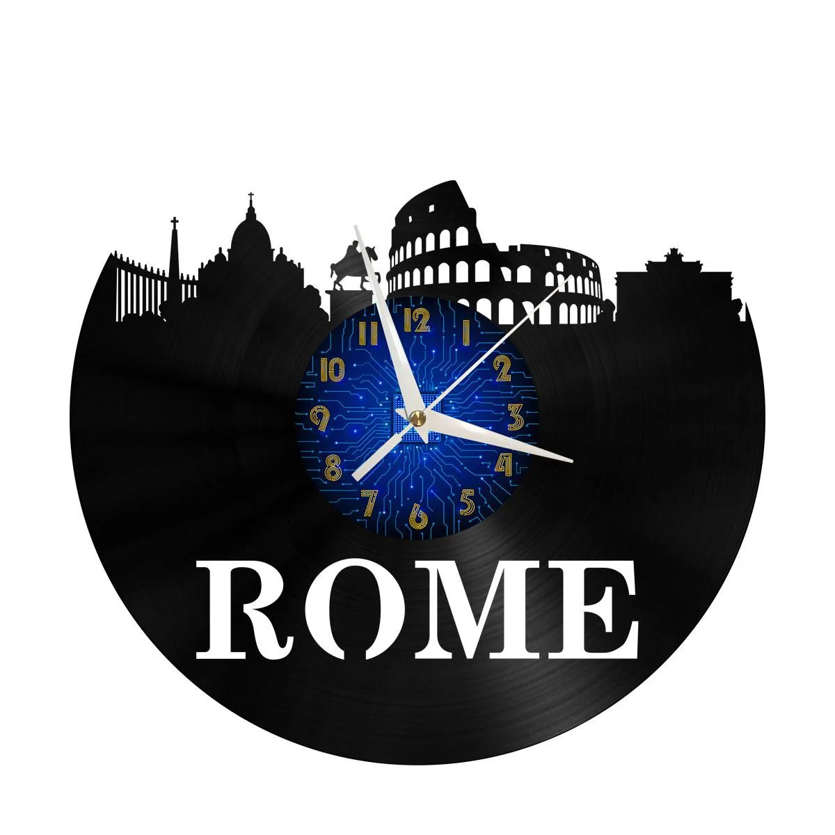 

Roma Vinyl Wall Clock, Vinyl Record Clock Wall Art Silent & Non-ticking