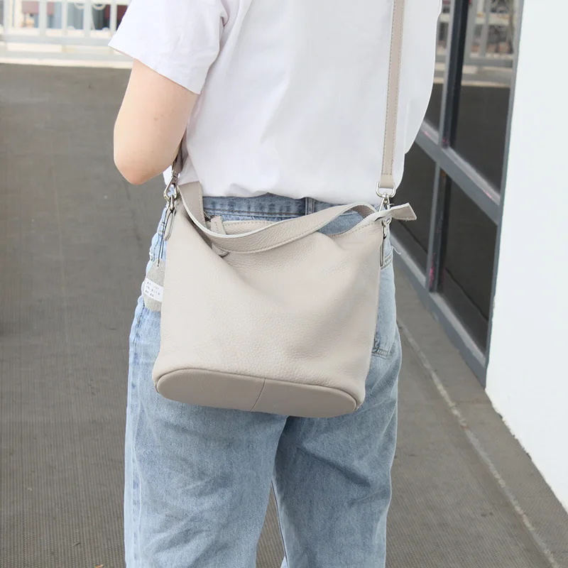 Simple Soft Leather Handbags Women's Bags Genuine Cowhide Crossbody Bags For Women Designer Female Solid Color Hand Shoulder Bag