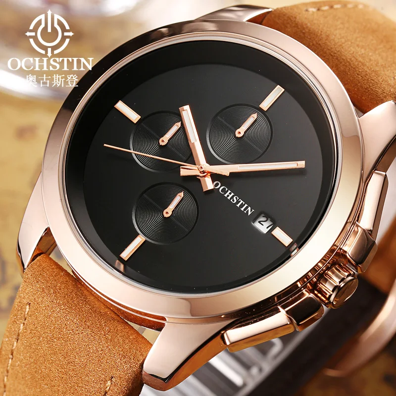 

OCHSTIN Men's watch 2022 Fashion Design Luxury Brand Multifunction Quartz Sports Waterproof Business Watch calendar banquet temp