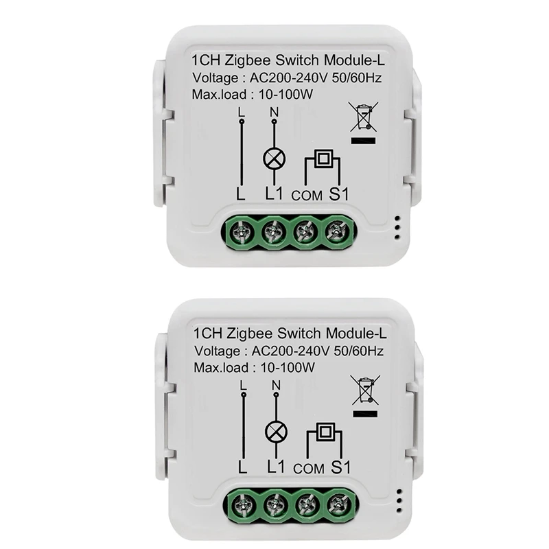 

2Pcs Tuya Zigbee 3.0 Smart Light Switch Module No Neutral Wire Required Works With For Alexa Google Home, 1 Gang Retail