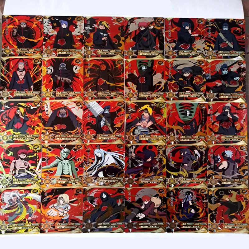 Полный комплект карт Naruto AR Akatsuki 24pc No.001-024 Uchiha Itachi Sasuke аниме Flash Gold Cards Hoshigaki Kisame -