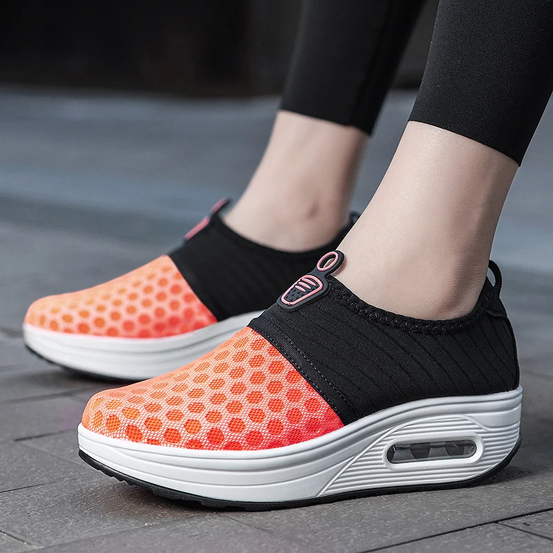 Women's Ladies Casual Sneakers Slip-on Walking Shoes Zapatillas Mujer Air Cushioning Rubber Platform Chaussure de Sport Femme