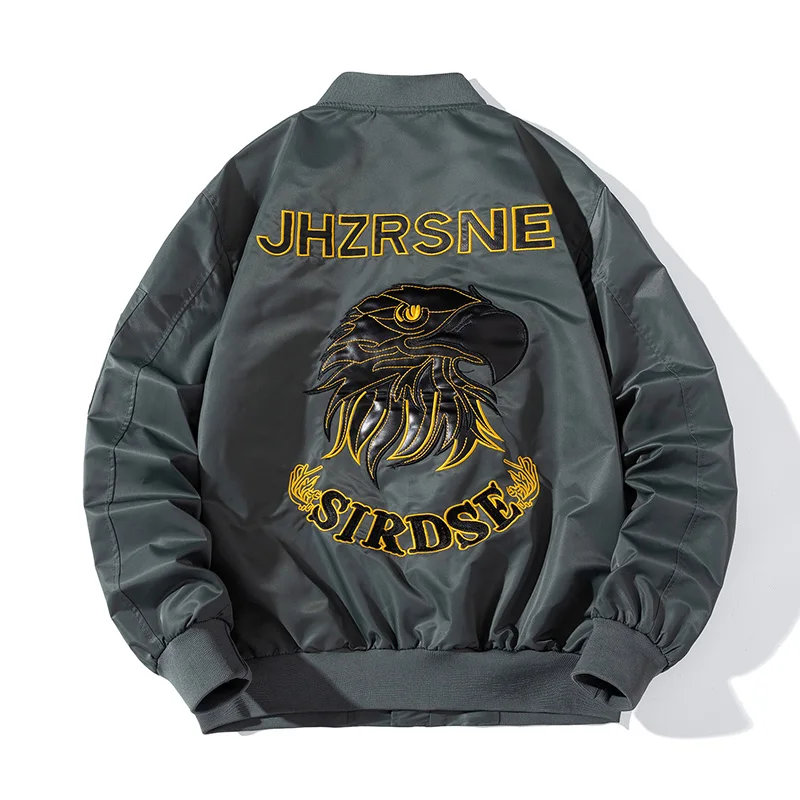 

men bomber jacket High quality Eagle embroidery windbreaker jacket Men's Thin Overcoat Spring Autumn Outerwear retro clothes