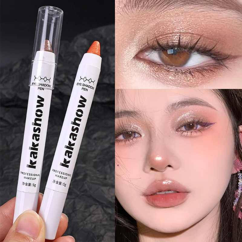 

Pearlescent Eyeshadow Highlighter Pen Lasting Waterproof Smooth Matte Pearlescent White Silver Eyeliner Eyeshadow Stick Cosmetic