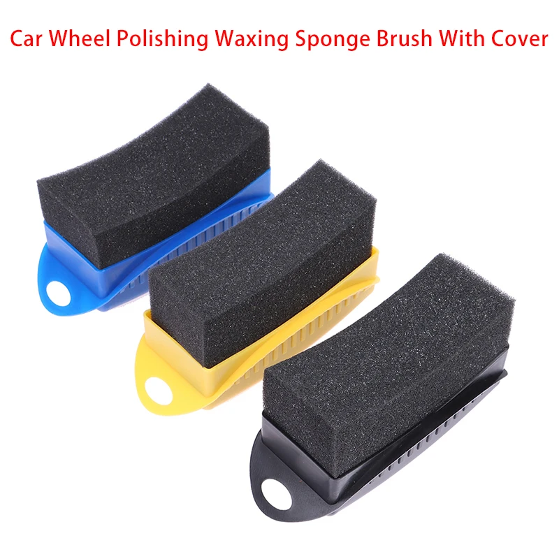 

Car Wheel Polishing Waxing Sponge Brush With Cover ABS Washing Cleaning Tire Contour Dressing Applicator Pads Detail Accessories