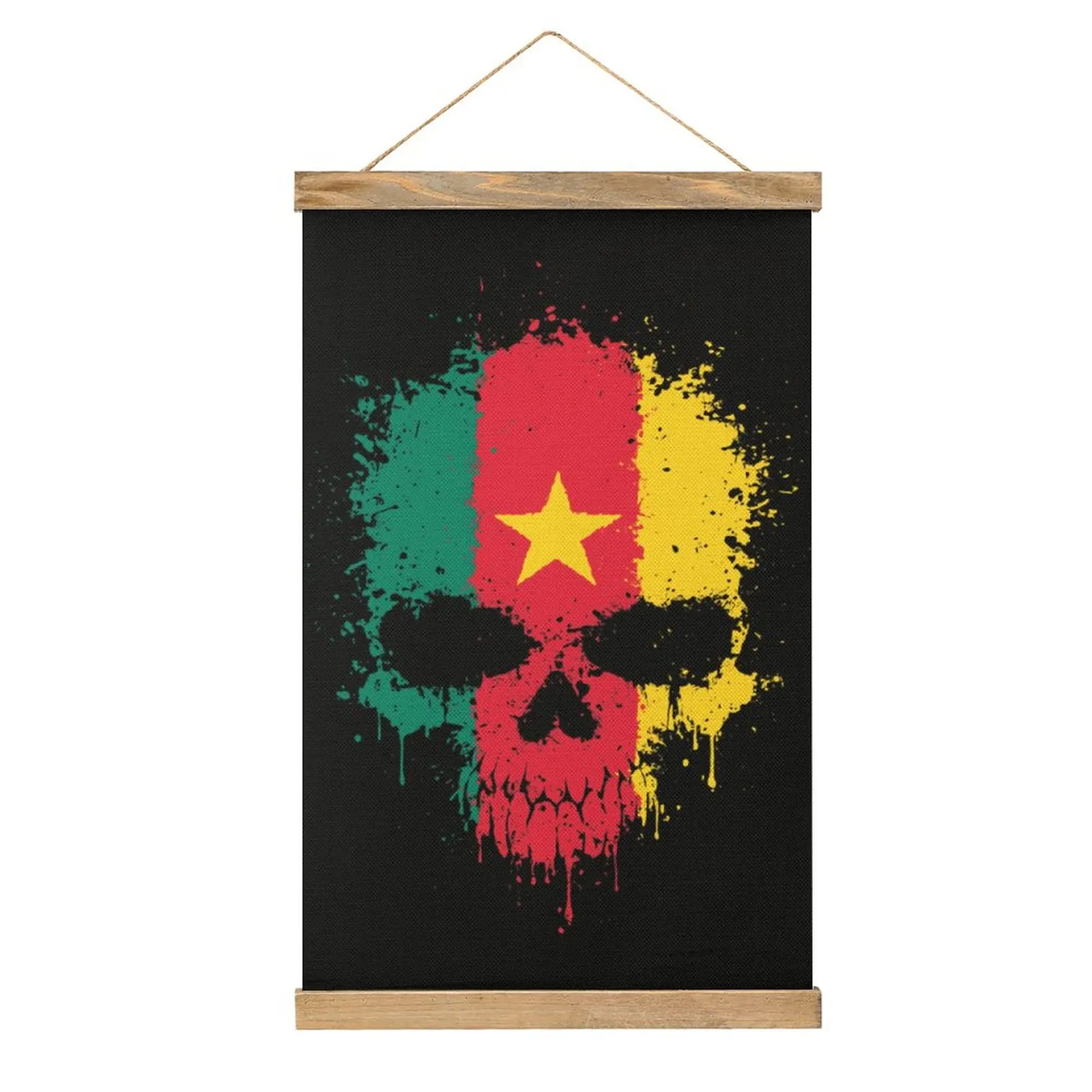 

Chaotic Cameroon Flag Splatter Skull Cameroon Mural Hotel Wall Decoration Canvas Hanging Picture Graphic Vintage Geek Style Deco