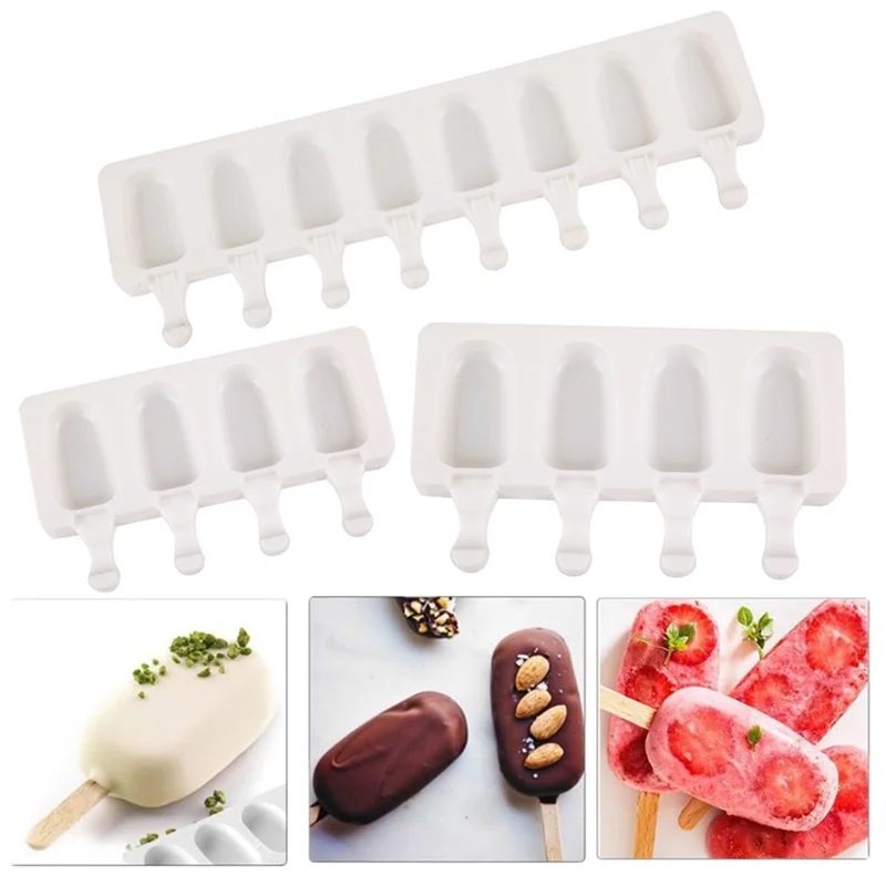 

4/8 Cell Silicone Ice Cream Mold Mousse Ice Cream Mould DIY Summer Ice Pop Maker Popsicle Mold Chocolate Dessert Tool Supplies