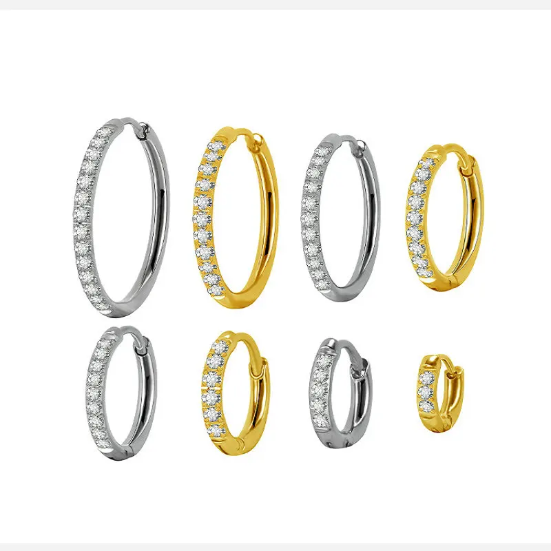 

1pair Stainless Steel Rhinestone Women Hoop Earring Fashion Hook Earring Jewelry
