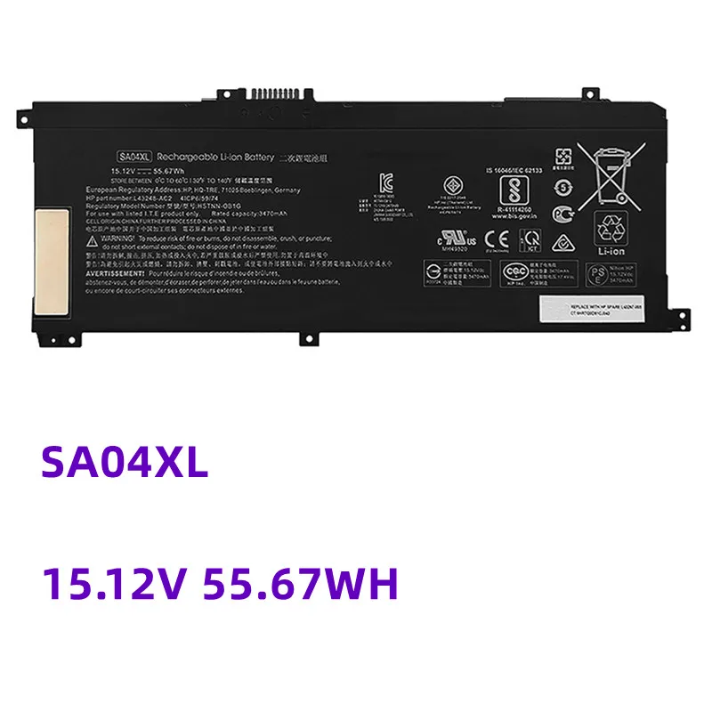 

15.12V 55.67WH SA04XL Battery for HP ENVY X360 15-dr0003TX 15-ds0000nc 15-ds0000ng 15-ds0000na 15-ds0000ur HSTNN-OB1G L43267-005