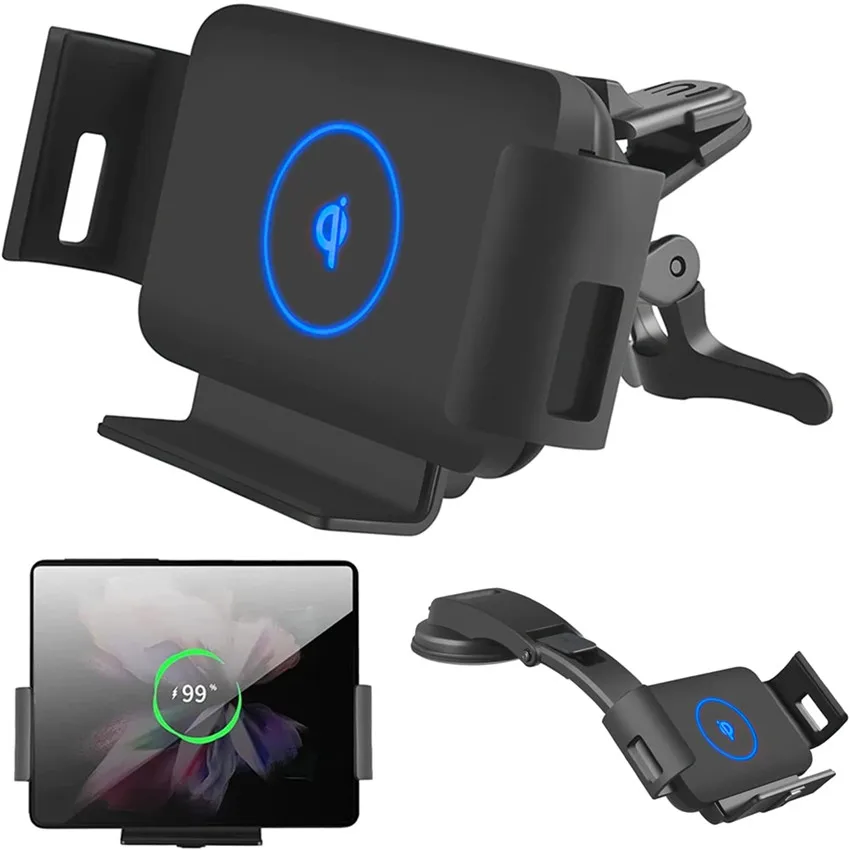 

Car Wireless Charger For Samsung Z Fold 2 3 Fold S21 Ultra S20 Note 20 10 HUAWEI Mate XS iPhone 13 12 Pro Max 15W Fast Charging
