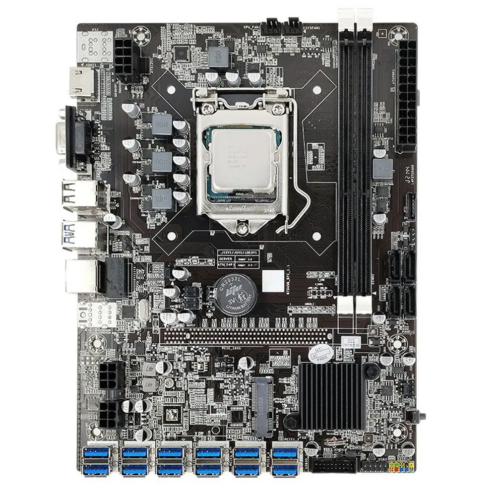 

Материнская плата B75 ETH для майнинга + ЦП LGA1155 8xpcie USB адаптер DDR3 MSATA материнская плата для майнинга 12 USB к Pcie графические слоты