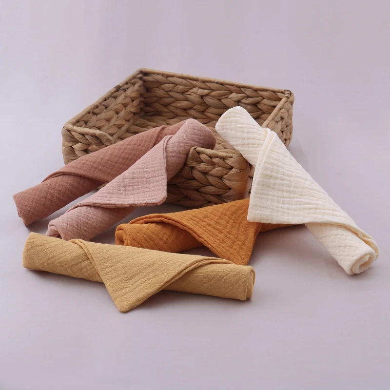 

5PCS Baby Saliva Towel Cotton Square Muslin Baby Burp Cloth Water Washing Handkerchief Newborn Baby Nursing Towel Baby Stuff