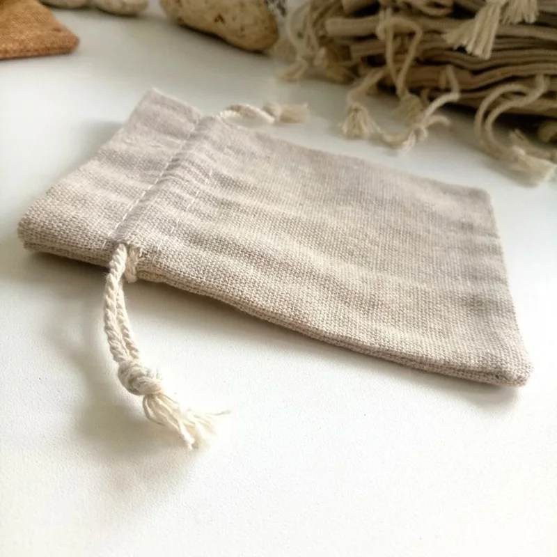 

Natural Linen Gift Drawstring Pouch 8x11cm 9x12cm 10x15cm 13x17cm pack of 50 Party Candy Jute Favor Bags