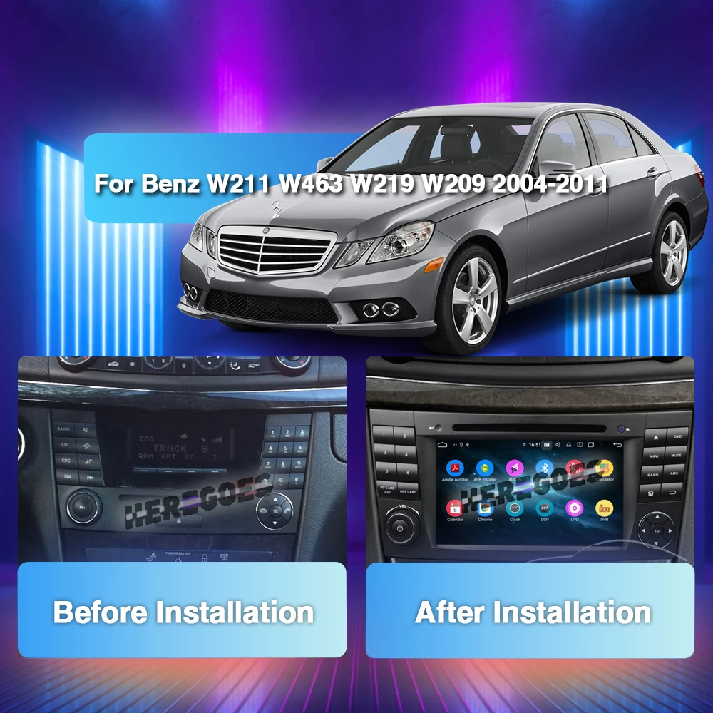Автомобильный DVD-плеер Carplay DSP 2din Android 11.0 с GPS, радио и стерео для Mercedes-Benz E-класса W211 W463 W219 W209 2004-2011 8G+128G 4G LTE Wifi on.