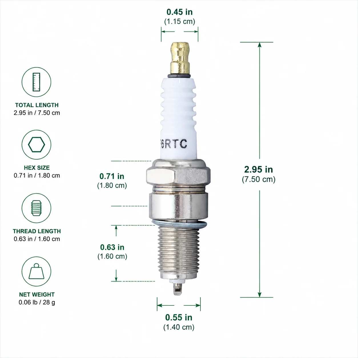 Комплект из 4 свечей зажигания для Honda GX120 GX240 GX340 GX390 160cc 212cc 5.5-13hp NGK F6RTC F6TC BP6ES Bosch WR6DC Torch Champion RN9YC (art.: 3920dae9855c5) - 3920dae9855c5