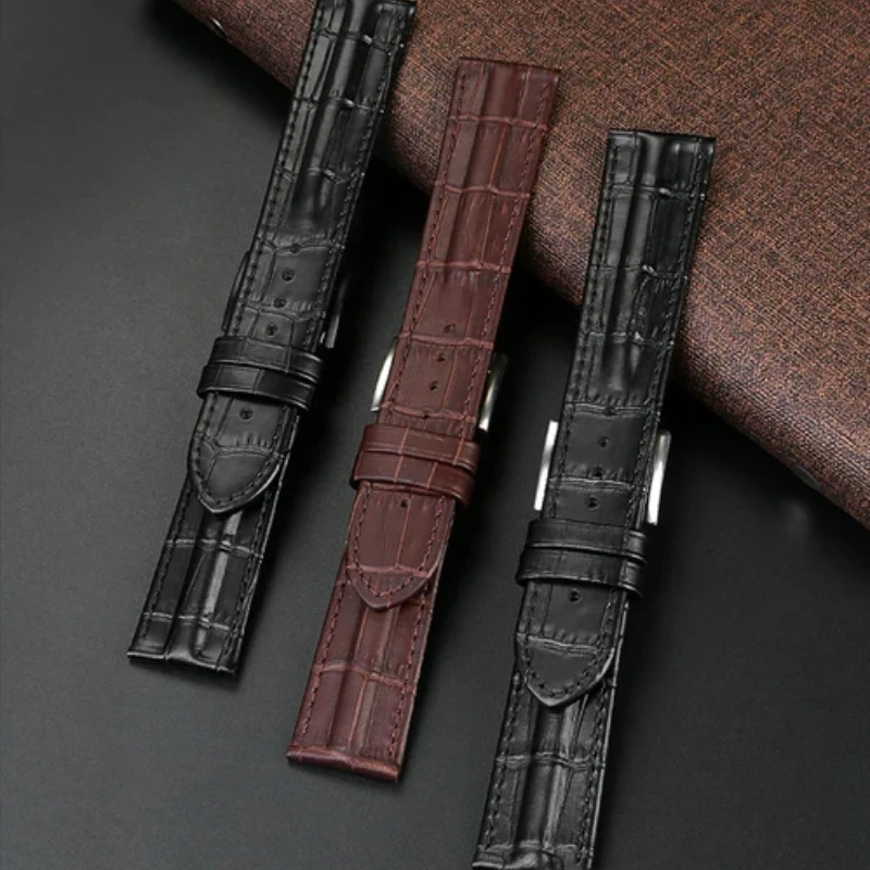 Фото Ремешок из воловьей кожи 20 мм 22 мм для Hamilton Jazzmaster H70605731 H70405710 H32705521, ремешок для часов из натуральной кожи, мужской черный, коричневый браслет №5