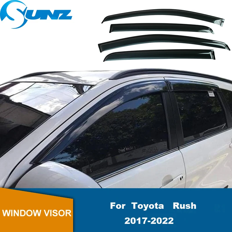 Side Window Visor  For Toyota Rush 2017 2018 2019 2020 2021 2022 Sun Rain Deflector Guard Awnings Shelter Adhesive Cover Trim
