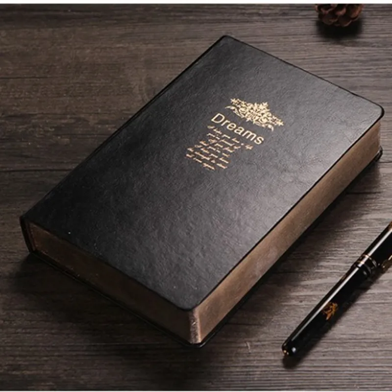 Супер толстый винтажный кожаный чехол с золотой оправой 208 листов пустой блокнот