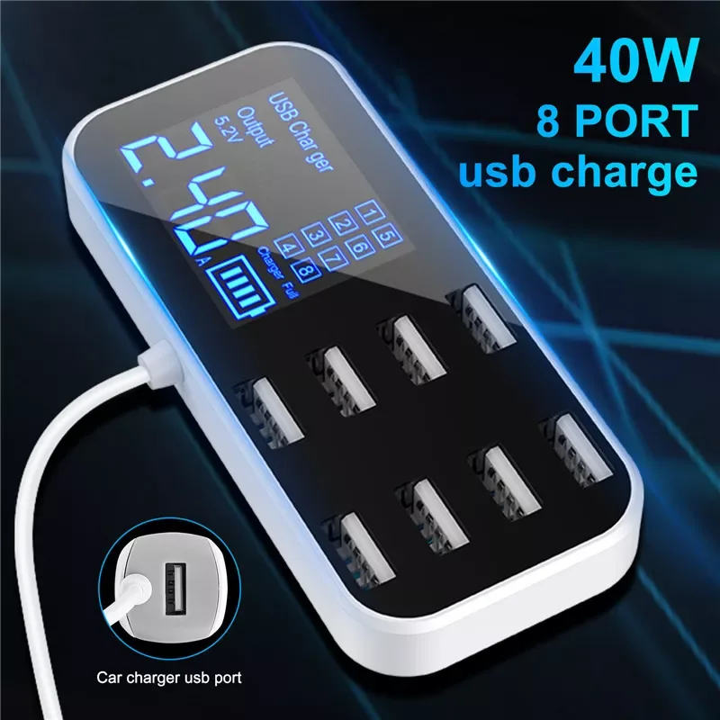 

Зарядное устройство TKEY с 8 USB-портами и светодиодным дисплеем, 40 Вт