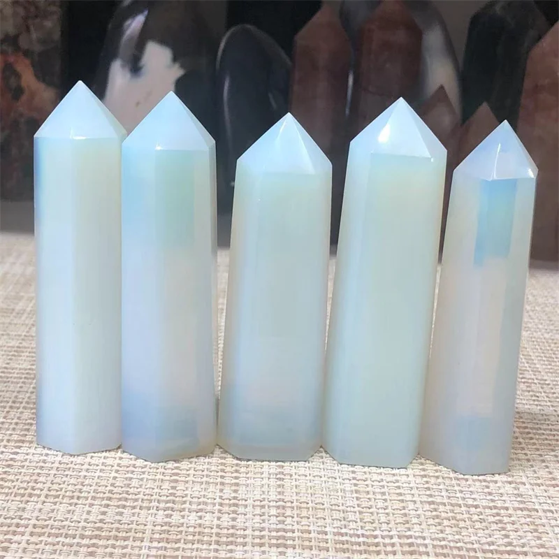 

Opal Crystal Point Wand Healing Stones White Opalite Crystals Tower For Home Decoration