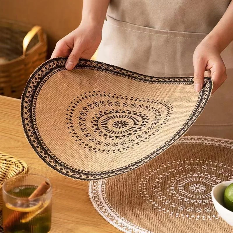 Round Jute Burlap Table Woven Placemats with Fringe,Vintage Place Mats,Parties,Farmhouse,BBQ's,Christmas,Holidays,Everyday Table images - 6