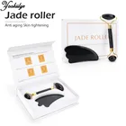 Обсидиан нефритовый роликовый набор анти-морщин лифтинг для лица Gua Sha массажер для лица массажные инструменты черный натуральный камень роликовый Комплект Уход за кожей