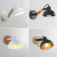 wooden nordic wall lamps adjustable arm light for bedroom bedside dining room home decor sconce foldable coffe office lighting