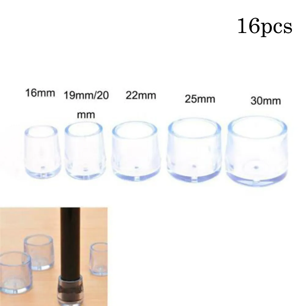 

16pcs Chair Leg Protector Transparent Non-Slip Chair Leg Caps 16mm/19mm/25mm/30mm Furniture Feet Protector Table Chair Plugs