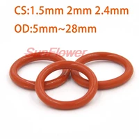 1050pcs red silicone ring gasket cs 1 5mm 2mm 2 4mm od 5 28mm silicon o ring gasket food grade rubber o ring vmq assortment