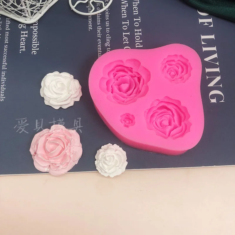 

4 Sizes Silicone Roses Flower Mould Cake Decorating Tools Icing Mold Chocolate Sugarcraft Fondant Fimo Tool